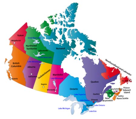 Nous sommes fiers de desservir une grande partie des provinces du Canada